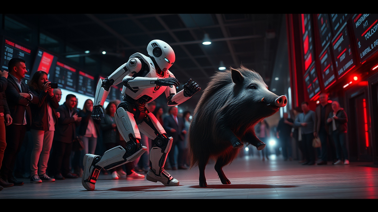Humanoid Robot Shocks Crowd By Chasing Wild Boars In Hilarious Street Showdown